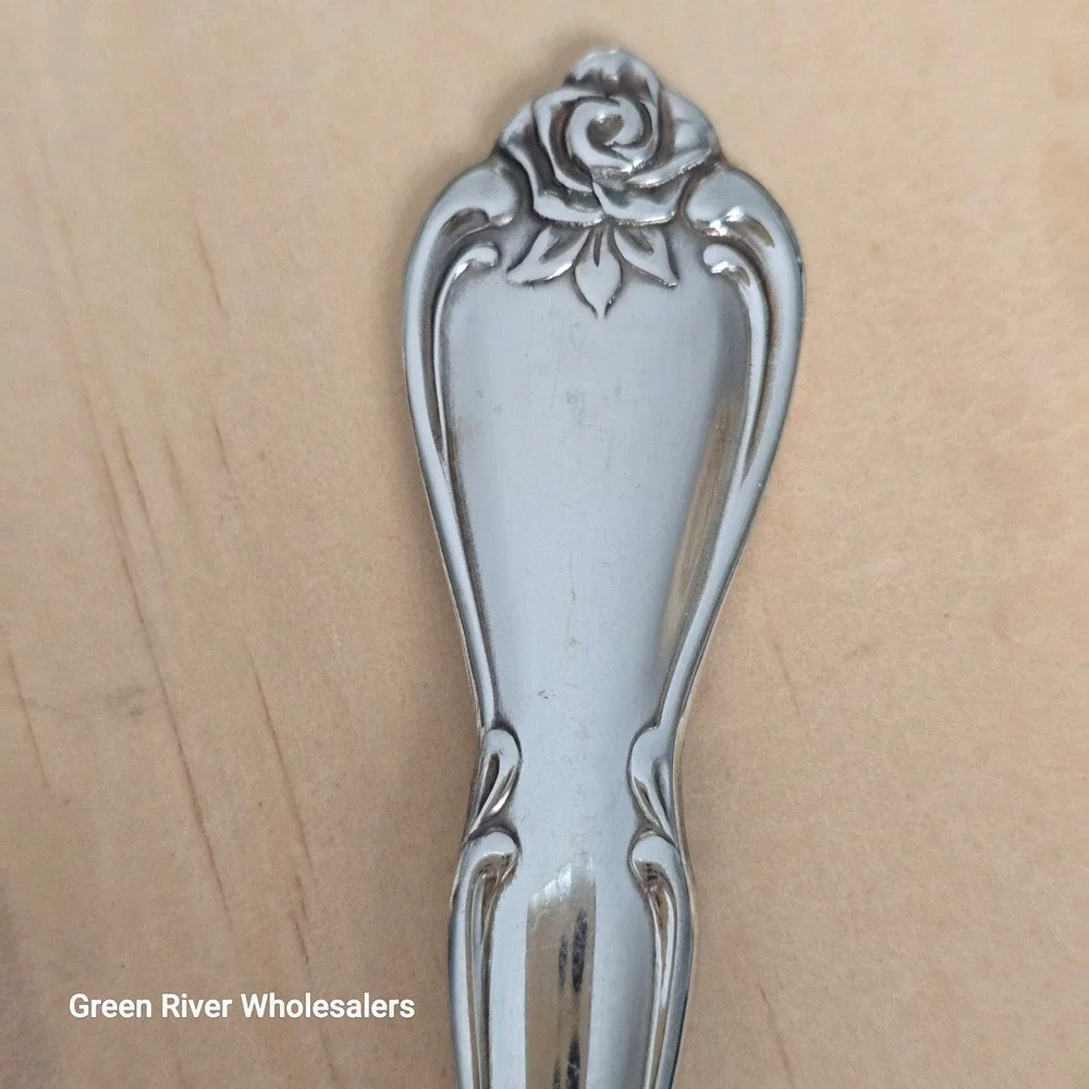1881 Rogers‎ Stainless Serving Meat Fork Oneida Ltd Arbor Rose True Rose Handle